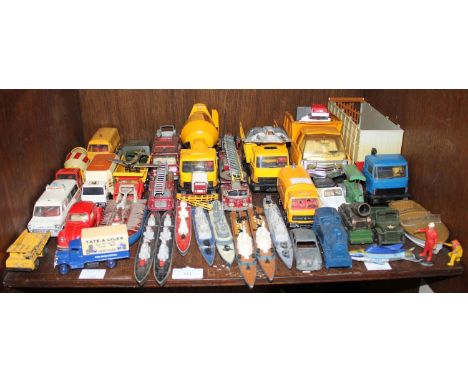 SECTIONS 41 &amp; 42.  Two shelves of toy cars in played with condition including Dinky, Corgi and Matchbox etc. 
