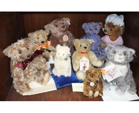 SECTION 51.  Nine various Steiff bears including a Beatrix Potter 'Mrs Tiggy-Winkle' no. 690259, 'Mog the Forgetful Cat', wit