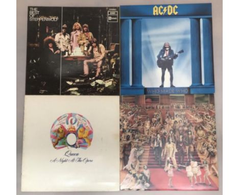 Twenty vinyl records including Queen, The Rolling Stones, Syd Barrett, The Byrds, AC/DC and Black Sabbath 