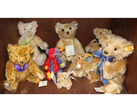 SECTION 47.  Eight various Steiff bears including 'Memories' cream fur no. 681028, 'Diamond Jubilee', tan fur, no. 664069, re