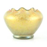 AN ART DECO LOETZ IRIDESCENT GLASS BOWL in the Papillion decor, Candia on clear glass with crimped