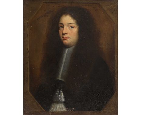 Circle of Mary Beale (c.1633-1699)Portrait of a young gentleman, half-length, in a black coat and white tasselled collaroil o