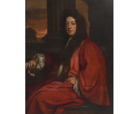 Circle of Sir Godfrey Kneller (1646-1723)Portrait of Lord Darlington of Bewdley, three-quarter-length, wearing a red gown and