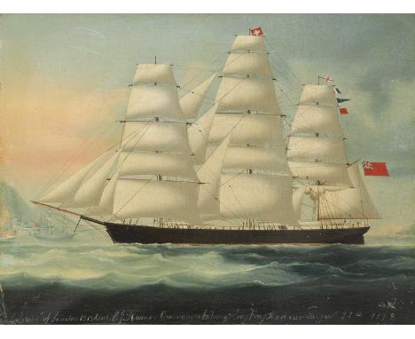English School, 19th century'The Empress of London, 1813 tons, E. J. Hamor(?) commander, entering Hong Kong Harbour, August 2