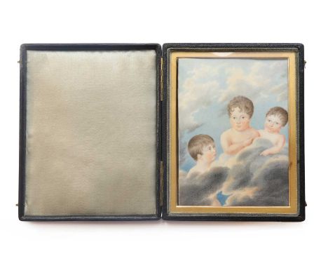 English School, c.1830Portrait of three children among cloudsminiature on ivory13 x 9.5cmIMPORTANT NOTE  This lot contains el