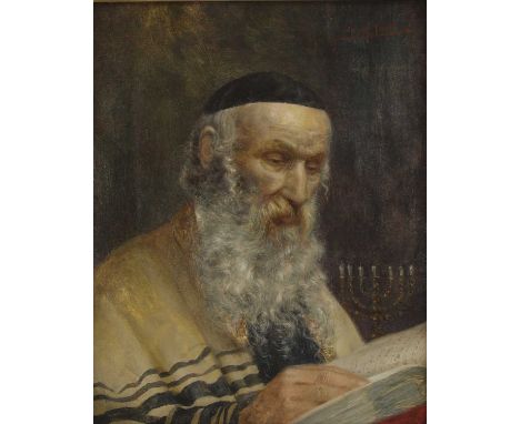 ▴ Josef Jost (Austrian, 1888-1969)A rabbi readingsigned 'Josef Jost' u.r., oil on canvas26.5 x 21cmCondition ReportOverall: 4