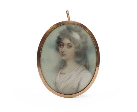 Circle of Nathaniel Plimer (1757-1822) Portrait of Lady Richardson, bust-length, in a white dress miniature on ivory, oval, w