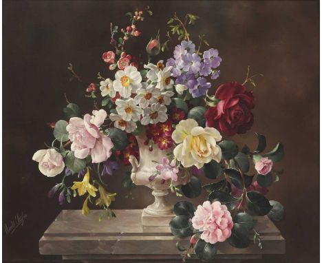 ▴ Harold Clayton (1896-1979)A vase of flowers on a stone ledgesigned 'Harold Clayton' l.r., oil on canvas51 x 61cmProvenance: