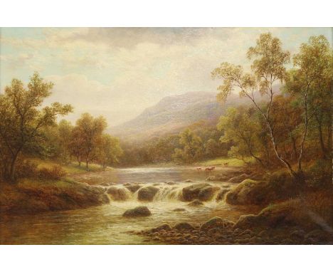 William Mellor (1851-1931)'On the Ure, Wensleydale, Yorkshire'signed 'William Mellor' l.r., inscribed with title verso, oil o