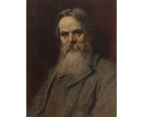 Sir George Reid PRSA (1841-1913) Portrait of William Holman Hunt, half-length, in a grey coat signed with monogram u.l., oil 