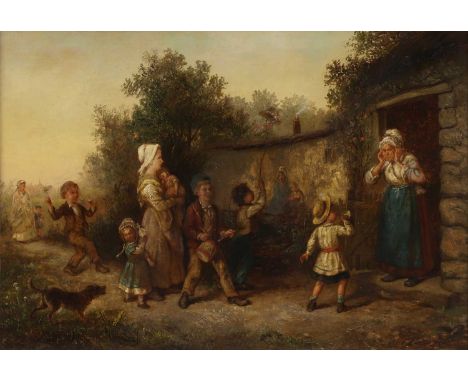 Circle of Charles Hunt (1803-1877)'Returning from the Fair'inscribed with title on the stretcher verso, oil on canvas49.5 x 7