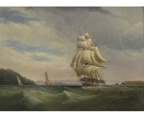 Attributed to Joseph Walter (1783-1856)A West Indiaman heading out to sea, possibly near Avonmouth in the Bristol Channeloil 