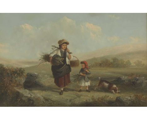 Thomas Smythe (1825-1906)A woman and child collecting kindling in an open landscapesigned 'T. Smythe' l.l., oil on canvas35.5