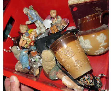 A Large Selection of Oddments including 19th century stoneware jug and beaker, Royal Worcester, Coalport, Aynsley, Duchess, g