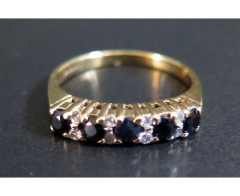 A 9ct Gold, Sapphire and Diamond Ring, size M, 2.2g 