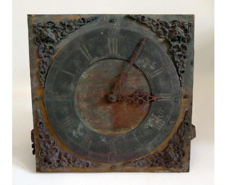 An Early Unsigned 11" Brass Longcase Clock Dial and movement and another 12". Both A/F 
