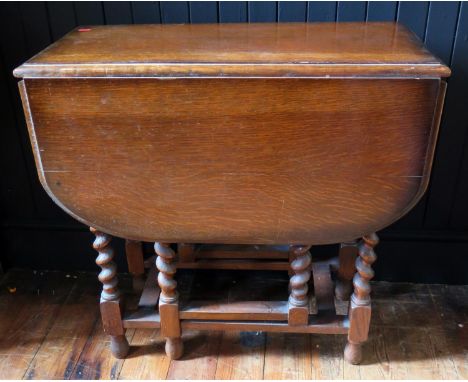 A Small Oak barley Twist Gate Leg table 