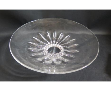 A Large Steuben Studio Glass Footed Shallow Fruit Bowl, 39cm 