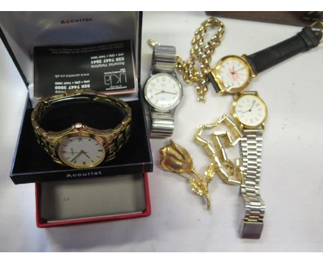 A Collection of Wristwatches including boxed gent's Accurist 