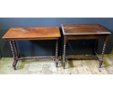 A Victorian Mahogany Occasional Table on bobbin turned legs and oak barley twist occasional table 