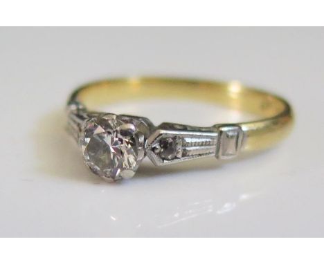 An 18ct Gold and Diamond Solitaire Ring, size L, 2.2g, EDW .5ct 