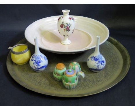 A Shelley Cruet, Royal Worcester vase, studio pottery bowl etc. 