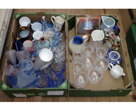 A Selection of Cut Crystal and other glass, 19th century Staffordshire flatback, copper lustre jug etc. 