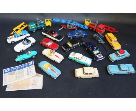 A Collection of Corgi Toy Cars 1950's/60's. Including Aston martin DB4, Citroen Safaris, James Bond Toyota, U.N.C.L.E. Oldsmo