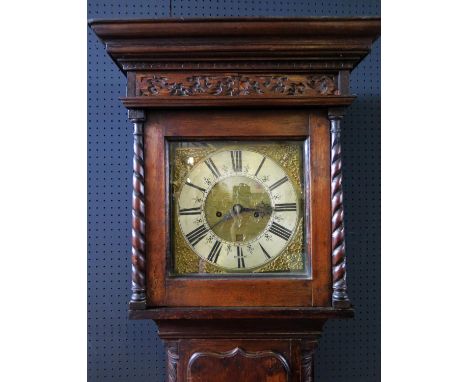 An 8 Day Oak Longcase Clock with silvered chapter ring signed Buxton, 204cm 