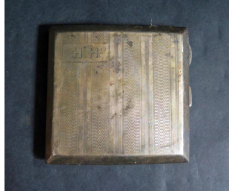 A George V Silver Cigarette case with engine turned decoration, London 1928, MPG, 109g 