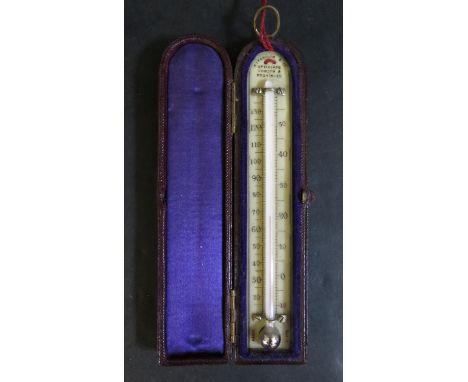 An Aitchison &amp; Co. Thermometer in leather case, c. 13.5cm 