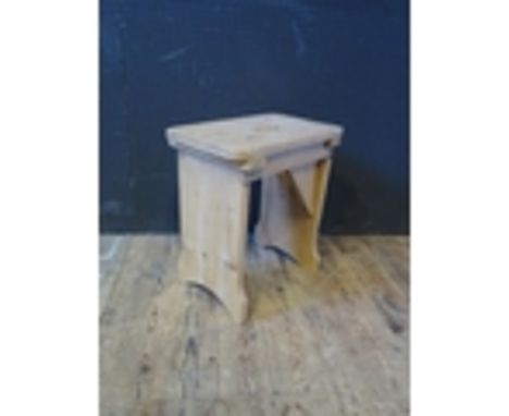 A Rustic Pine Stool, 42.5(w)x47(h)cm and elm gate leg table
