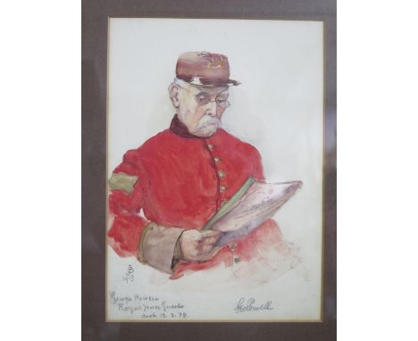 JB 1913, Portrait of Chelsea Pensioner _ George Powell Royal Horse Guards, watercolour 26x18cm, framed &amp; glazed 