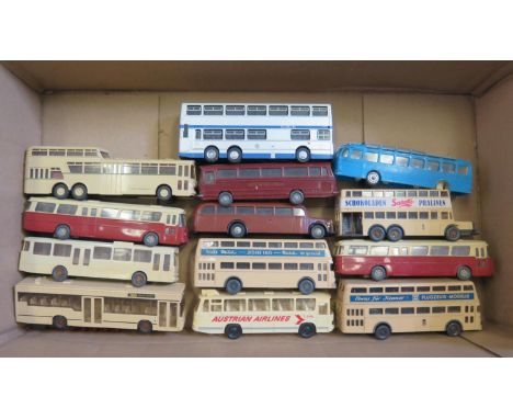 A Group of Plastic Scale Model Buses and Coaches including Wiking, Brekina etc. 