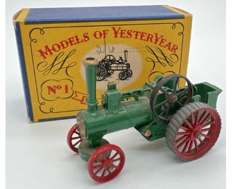 Vintage boxed Matchbox Y-1 Allchin Traction Engine, No. 1 Models of Yesteryear from Lesney 1956 - 62. Both box and diecast mo