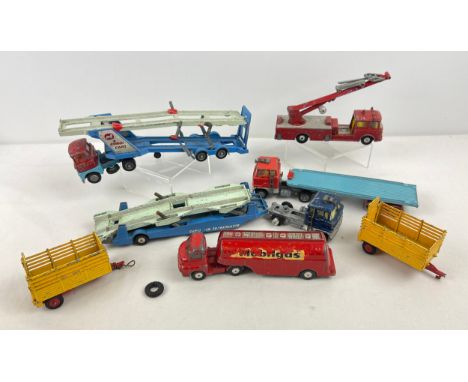 A collection of vintage Corgi die cast trucks and transporters. To include 2 x Beast Carriers, Big Bedford Tractor Unit and M