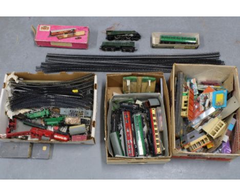 Mixed lot of Railway items to include Golden Fleece engine, rolling stock and track, etc (a lot) 