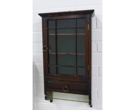 Small wall mounted display cabinet with glass door and bottom shelf, 61 x 33 x 13 