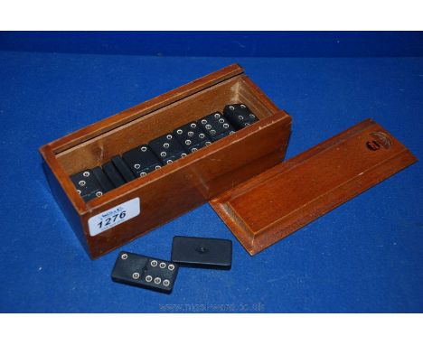 A Chad Valley Dominoes set in Oak box (Full set of 28 Dominoes).