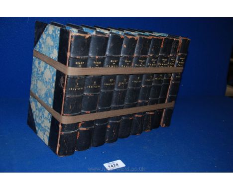 A complete set, Volumes l- lX of 'The Diary of Samuel Pepys', edited by Henry B. Wheatley, London 1928 - half calf (some loos