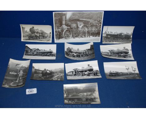 A quantity of Old collectable Black and white postcard size Photographs of Trainsof steam railway interest including 2-6-0 te