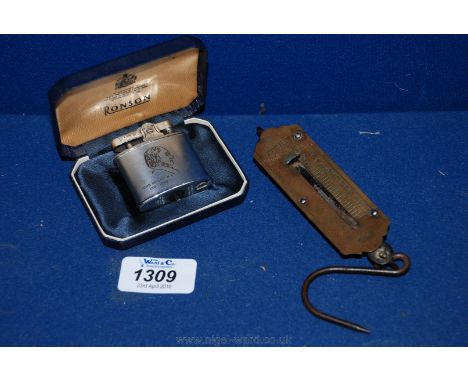 A Rocket Balance Scales and a Ronson lighter to commemorate John Bright MP 1811 - 1889.