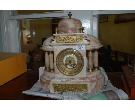 A most attractive Rose veined Marble Bracket/Mantel Clock of French architectural design, the two train movement having Arabi