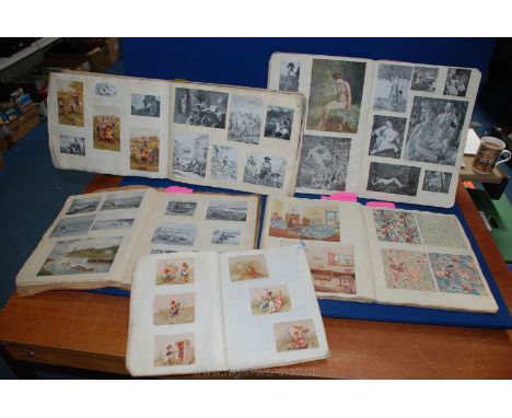 A group of five circa 1915 Scrap Books compiled by J.S.C. (J.S. Campbell) Mulroy, Ireland, (each with stylised tree on mound 