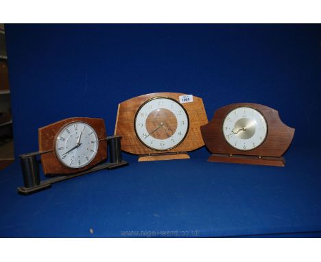 Two Bentima eight day Mantle Clocks and a Metamec mantle Clock.