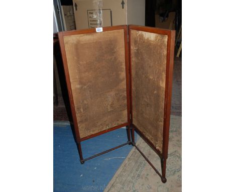 A small two fold Mahogany Firescreen with tapestry inset.