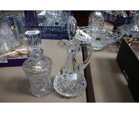 A Bohemian lead crystal claret Jug and Bohemian lead crystal Decanter with unusual thistle shaped stopper.