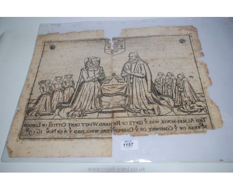 Carpenters Company interest: a very rare 17th century copper plate Engraving of Master Carpenter Richard Wyatt and his family