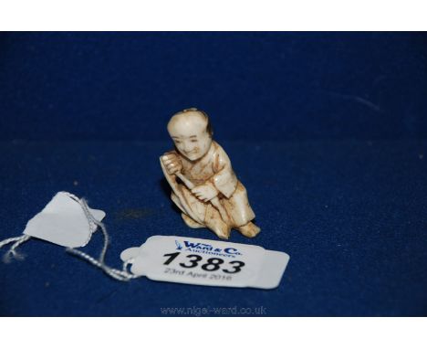 A small Meiji period one piece carved Ivory Netsuke, circa 1880.