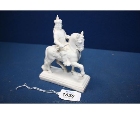 A fine Nymphenburg white equestrian figure of Jan Wilhelm van der Pfalz, first half of the 20th century from the model August